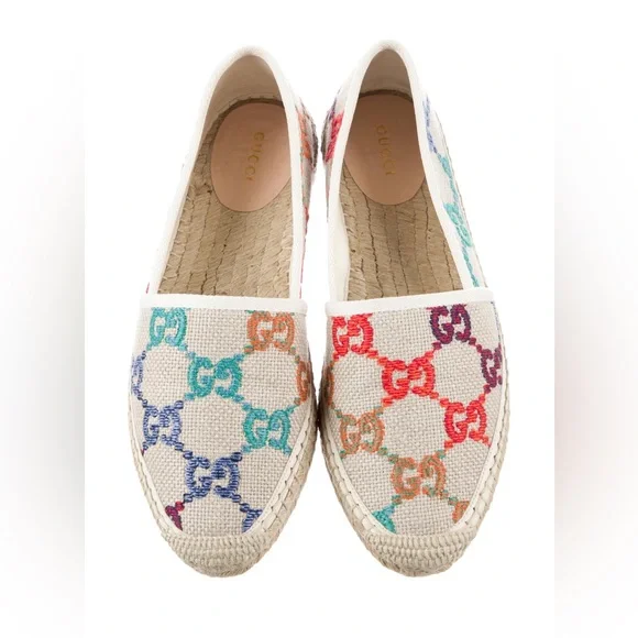 Gorgeous & Authentic GUCCI Logo Printed Canvas Espadrilles Size 38 (Will trade!) - Picture 1 of 16